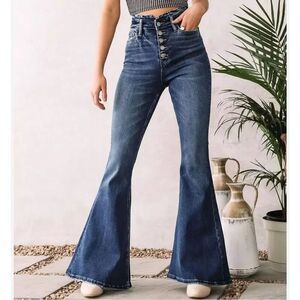 Bridge by Gly high rise extreme flare leg denim jeans 25 button fly